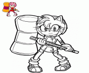 Coloriage marteau piko piko de amy rose sonic